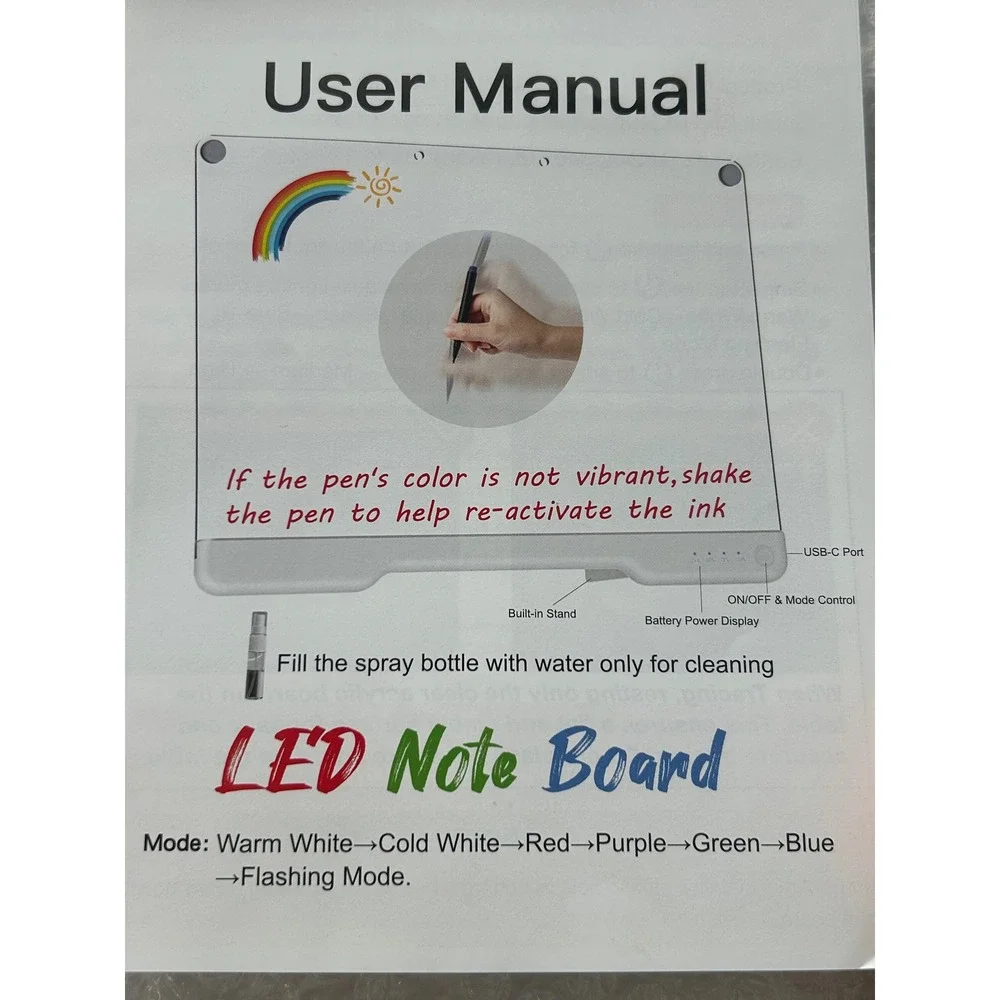 LED Note Board Whiteboard‎ with Markers USB Charging for Drawing Writing 16